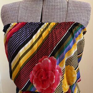 Vintage Multicoloured Striped Long Poolside Dress
